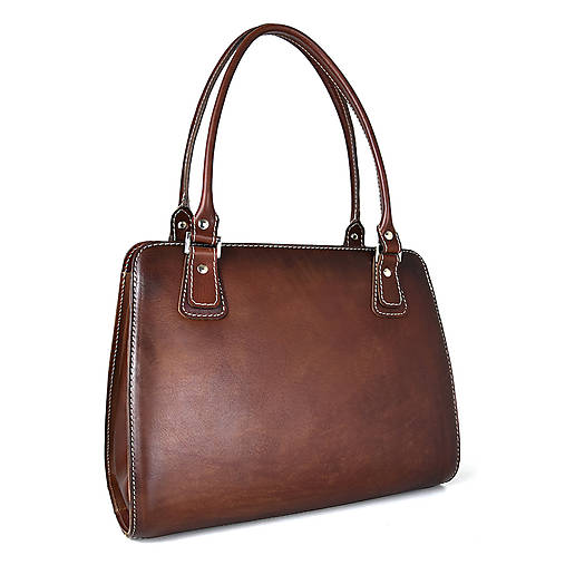 Kabelky - Kožená kabelka ručne tieňovaná v Cigaro farbe - 15961358_