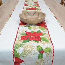 Úžitkový textil - POINSETTA - vianočný stredový obrus behúň - 15961932_