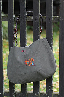 Veľké tašky - Ľanová obojstranná taška Magdaléna - 15959967_