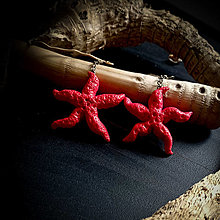 Náušnice - Náušnice červené hviezdice v Mórskom štýle, veľké nevšedné svetlé šperky, Adriatic Dreams - 15961021_