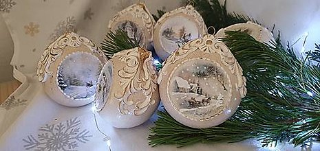 Dekorácie - Vianočné gule ,,vintage,, - 15960458_