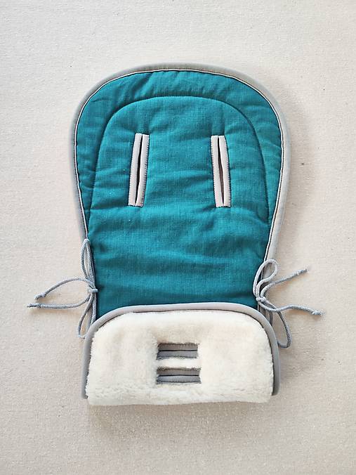 Detský textil - Vlnienka podložka do kočíka Bebetto Vulcano 100% Merino Top Super wash Natural 100% ľan Petrol Green - 15964820_