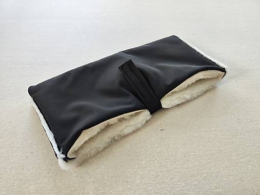Rukavice - Rukávnik handmuff VLNIENKA double Merino wool Softshell čierny - 15964852_
