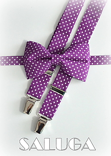 Pánske doplnky - Pánsky motýlik a traky - ultra violet - fialový - bodkovaný - 15964176_