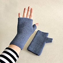 Rukavice - Dámske bezprstové rukavice / viac farieb (Riflová modrá / denim) - 15964283_