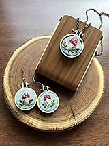 Sady šperkov - vyšívaná sada muchotrávky - náušnice & náhrdelník | miniberry (náhrdelník) - 15964108_