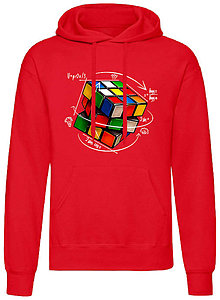 Pánske oblečenie - Rubikova kocka mikina pánske (S - Červená) - 15965011_