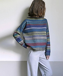 Svetre a kardigány - farebný pásikový pulover-merino,bavlna - 15965335_