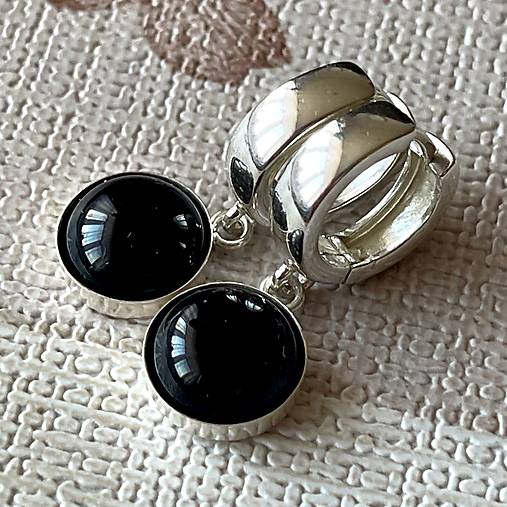 Black Onyx AG925 Earrings / Strieborné náušnice s onyxom A100