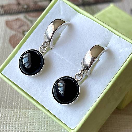 Black Onyx AG925 Earrings / Strieborné náušnice s onyxom A100