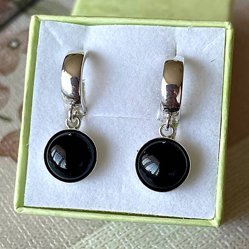 Black Onyx AG925 Earrings / Strieborné náušnice s onyxom A100