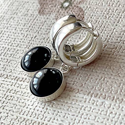 Black Onyx AG925 Earrings / Strieborné náušnice s onyxom A100