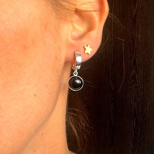 Black Onyx AG925 Earrings / Strieborné náušnice s onyxom A100