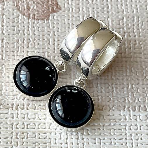 Black Onyx AG925 Earrings / Strieborné náušnice s onyxom A100