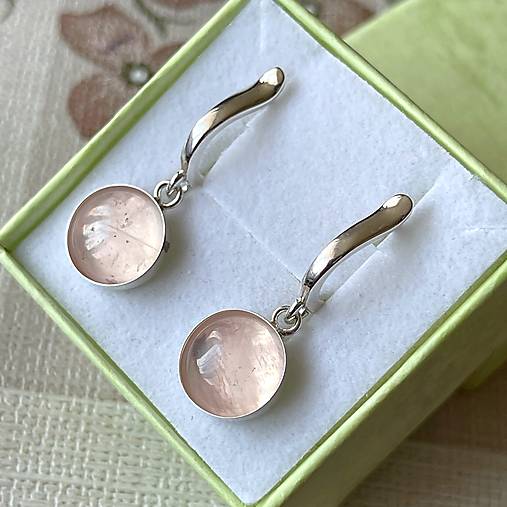 Rose Quartz AG925 Earrings / Strieborné náušnice s ruženínom A100