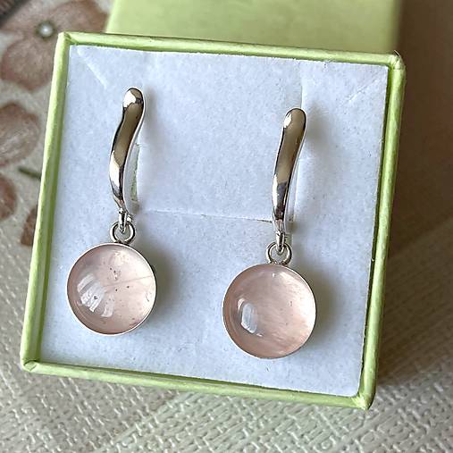 Rose Quartz AG925 Earrings / Strieborné náušnice s ruženínom A100