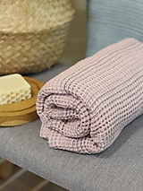 Úžitkový textil - Exkluzívna hrejivá ľanová deka ružovej farby "Rose" 160x100cm - 15967322_