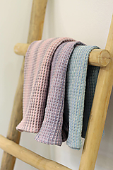 Úžitkový textil - Exkluzívny ľanový vafľový uterák 70x50cm (Tyrkysová) - 15967558_