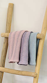 Úžitkový textil - Exkluzívny ľanový vafľový uterák 70x50cm (Tyrkysová) - 15967559_