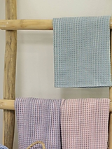 Úžitkový textil - Exkluzívny ľanový vafľový uterák 70x50cm (Tyrkysová) - 15967562_