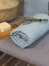 Úžitkový textil - Exkluzívny ľanový vafľový uterák 75x100cm "Blue linen" - 15967776_