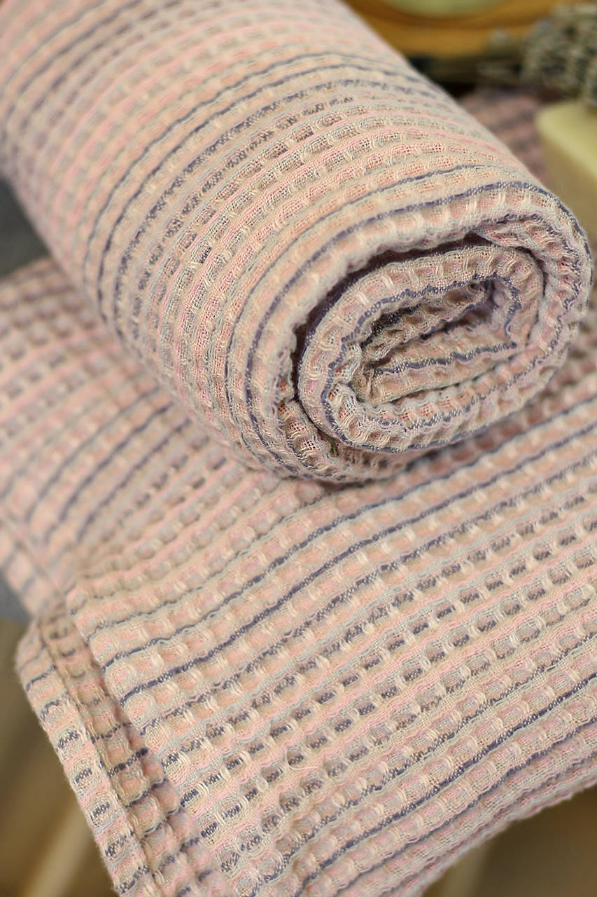 Exkluzívny ľanový vafľový uterák 70x50cm (Ružová)