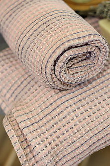 Úžitkový textil - Exkluzívny ľanový vafľový uterák 70x50cm (Ružová) - 15967565_