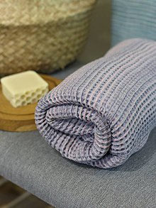 Úžitkový textil - Exkluzívny ľanový vafľový uterák 70x50cm (Fialová) - 15967566_