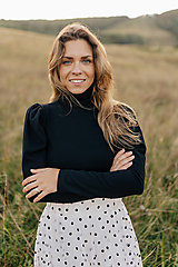 Oblečenie na dojčenie - Elegantný rolák na dojčenie s puff rukávmi - čierny - 15966175_