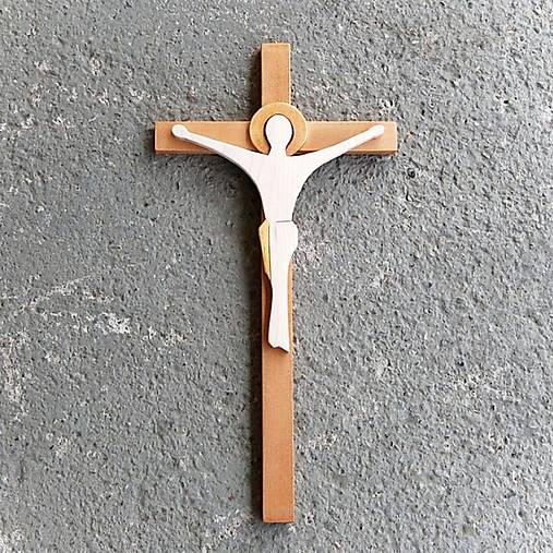  - Moderný Drevený Kríž (20cm) - 15966362_