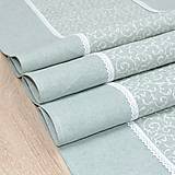 Úžitkový textil - PASTEL - biele ornamenty na pastelovej zelenej - behúň - 15965980_