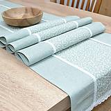 Úžitkový textil - PASTEL - biele ornamenty na pastelovej zelenej - behúň - 15965981_