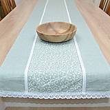Úžitkový textil - PASTEL - biele ornamenty na pastelovej zelenej - behúň - 15965982_