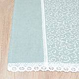 Úžitkový textil - PASTEL - biele ornamenty na pastelovej zelenej - behúň - 15965983_