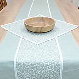 Úžitkový textil - PASTEL - biele ornamenty na pastelovej zelenej - behúň - 15965984_
