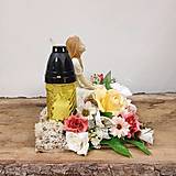 Svietidlá - Dušičkový svietnik, aranžmán Víla, urnová dekorácia - 15967761_