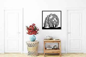 Obrazy - Drevený obraz Zvierací strom - Medveď Grizly - 15966922_