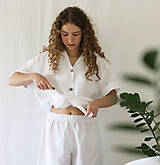 Nočná bielizeň - Kombinovateľné ľanové pyžamo Elizabeth - 15967850_