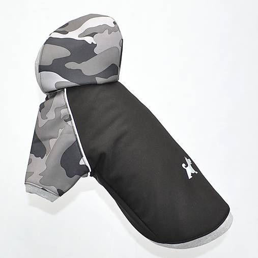 Maskáčová softshellová bunda pre psa DAG čierna