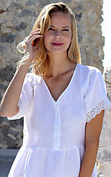 Nočná bielizeň - Anya - ľanová nočná košeľa - 15969986_