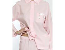 Nočná bielizeň - Pamela - košeľa s nohavicami, bio bavlna, ružová - 15970325_
