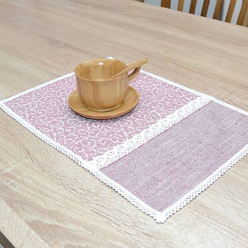 Úžitkový textil - PASTEL - biele ornamenty na pastelovej ružovej - prestieranie 28x40 - 15968803_
