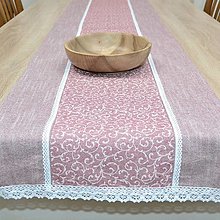 Úžitkový textil - PASTEL - biele ornamenty na pastelovej ružovej - behúň - 15968551_