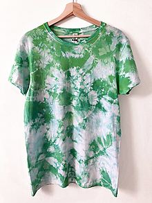 Topy, tričká, tielka - Batikované tričko - zelené - 15968649_