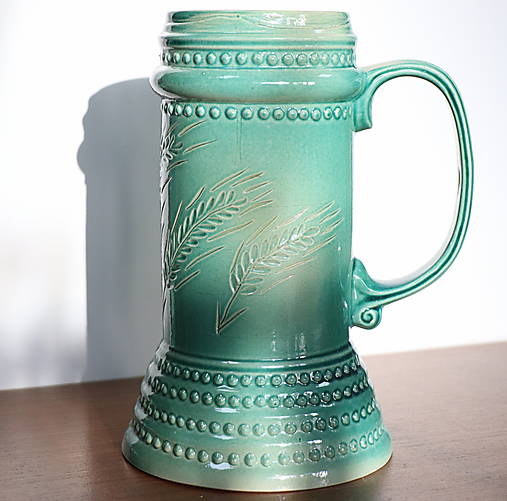 Vysoký keramický pohár modro-zelený