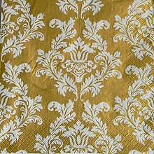 Papier - Biele ornamenty na zlatej - 15968573_