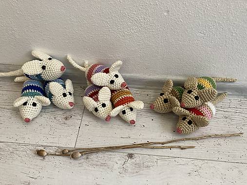 Hračky - myšky- pestrofarebné - 15970623_