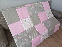 Úžitkový textil - Patchworkový prehoz šedo-ružový - 15972343_