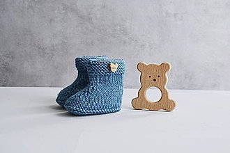 Detské topánky - Zimné merino papučky II (Modrá-nezábudka (06)) - 15971371_