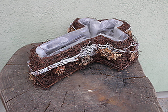 Iný materiál - Dušičky - prútený obal na ikebanu Kríž - 15971640_